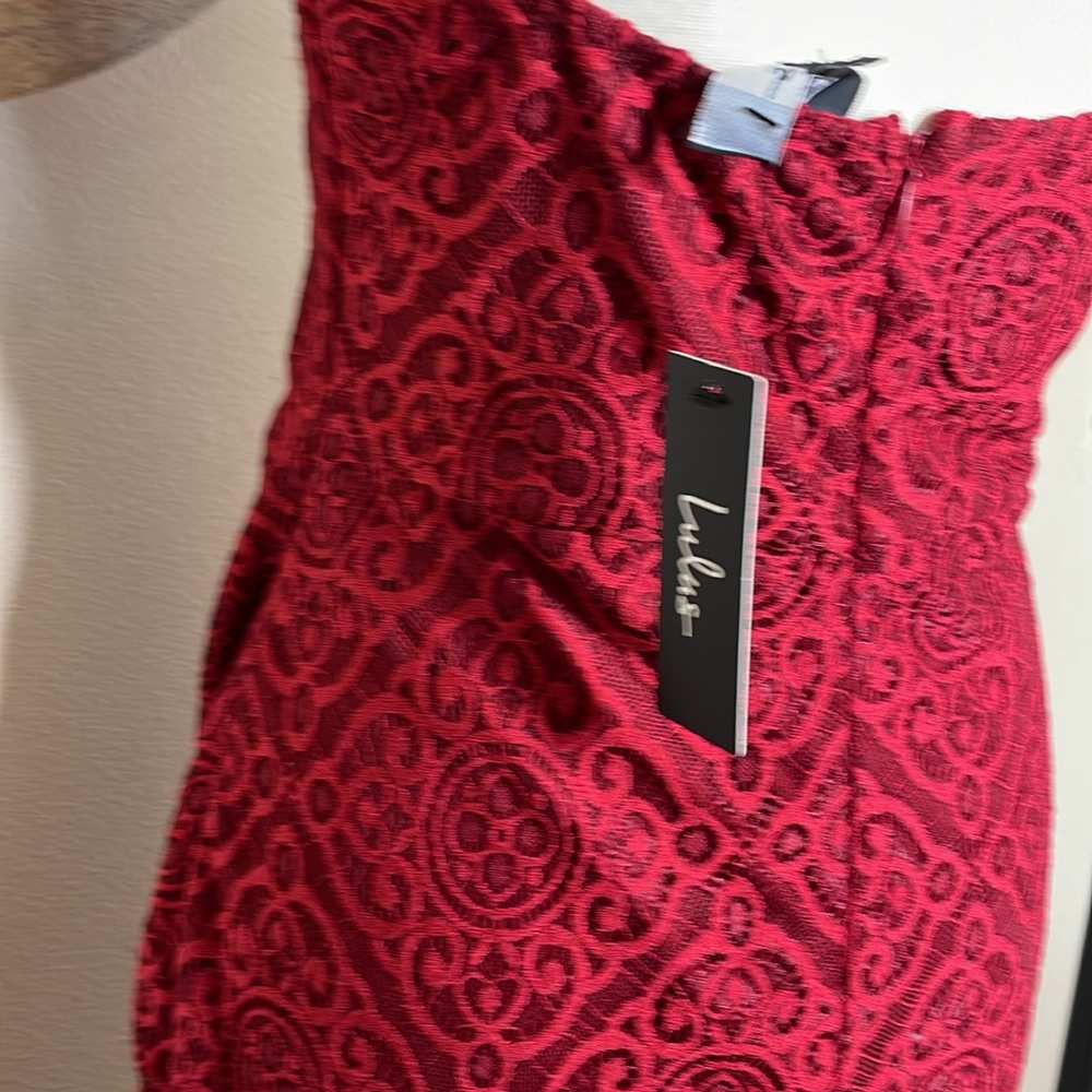 lulus red lace bodycon dress size Large NWT - Picture 8 of 12